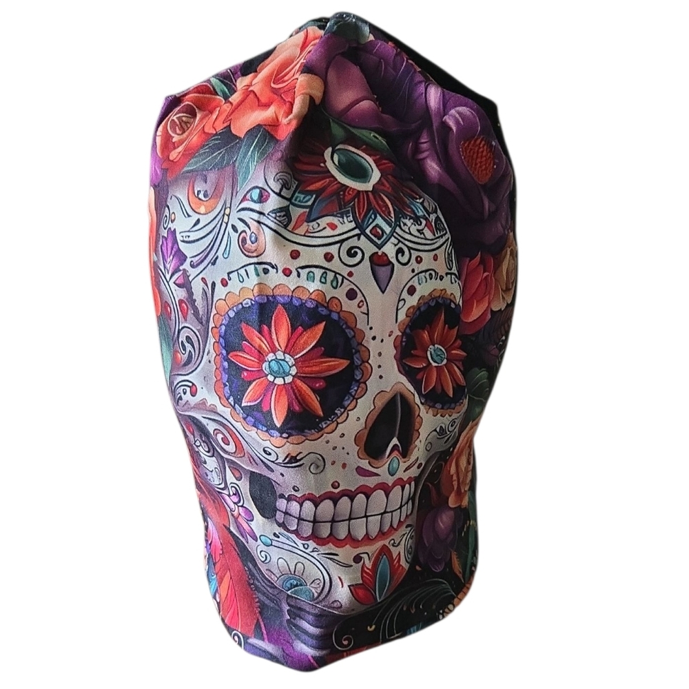Colorful Skull Print Slouch Beanie - Picture 4 of 8